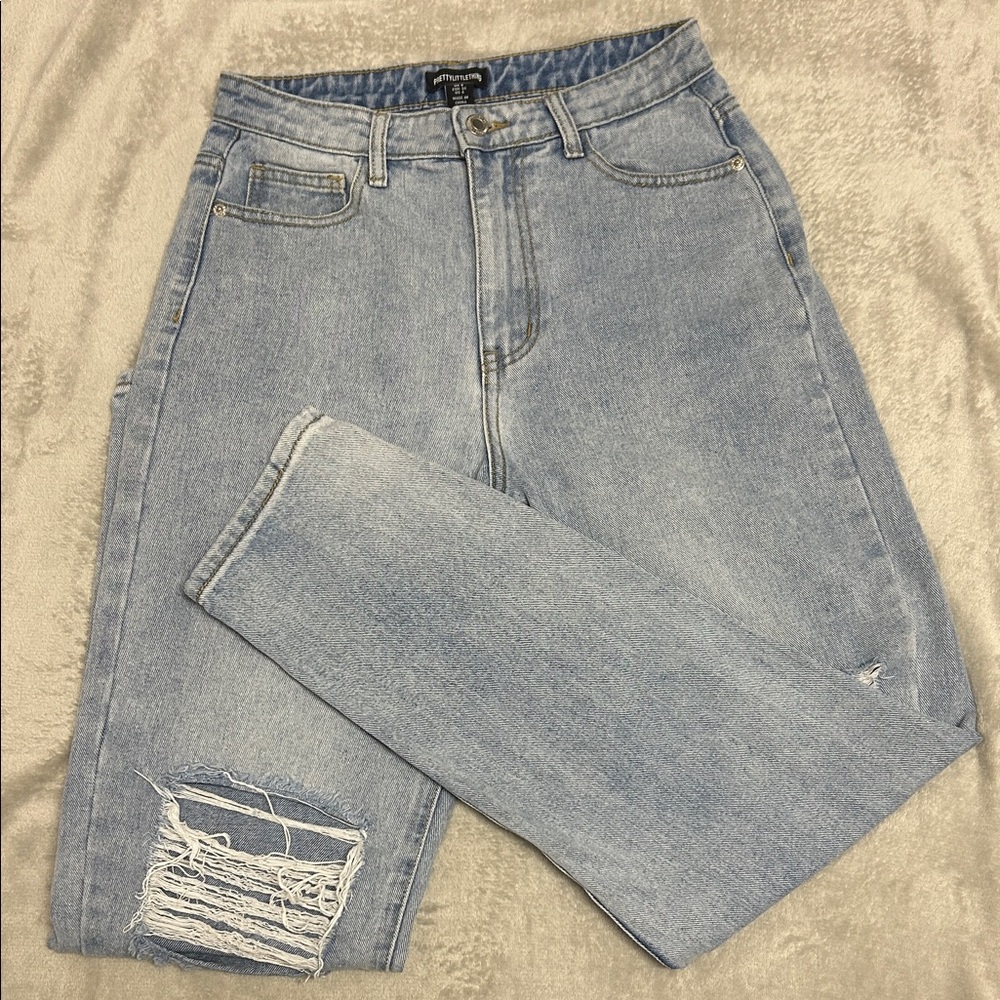 PrettyLittleThing Sky Blue Denim Pants